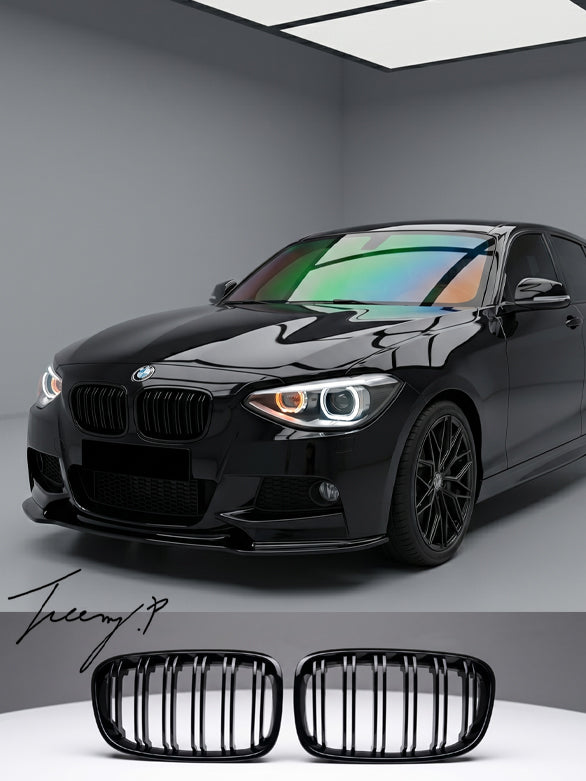 Black front kidney grille upgrade for BMW 1 Series F20 Pre LCI styling