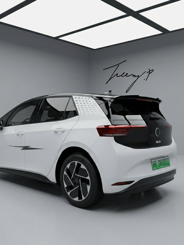 VW ID.3 (2019-2022) Glossy Black 99CM Rear Boot Lip Spoiler Extension ...