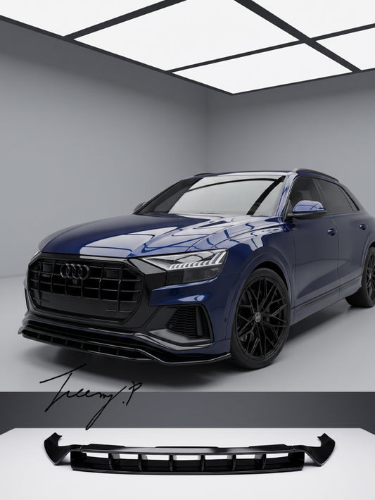 Audi Q8 S Line gloss black front bumper lip splitter
