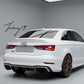 Gloss Black RS3 Style Rear Diffuser With Silver Tips For Audi A3 8V Saloon 2013-2016