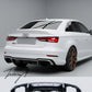 Gloss Black RS3 Style Rear Diffuser With Silver Tips For Audi A3 8V Saloon 2013-2016