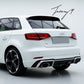 Gloss Black RS3 Style Rear Diffuser With Silver Tips For Audi A3 8V Facelift 2017-2020