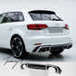 Gloss Black RS3 Style Rear Diffuser With Silver Tips For Audi A3 8V Facelift 2017-2020