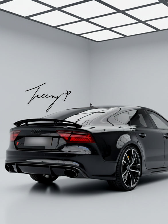 Audi A7 S-Line Facelift 2014–2017 RS7 style rear diffuser gloss black with silver tips
