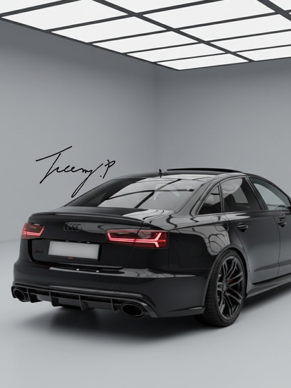Audi A6 C7 Facelift 2015-2018 RS6 style rear diffuser gloss black with silver tips
