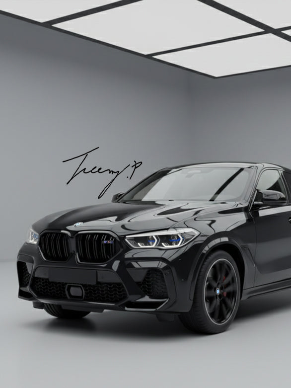 Gloss Black Double Slat Front Kidney Grille For BMW X6 G06 2019-2023 OEM Fit