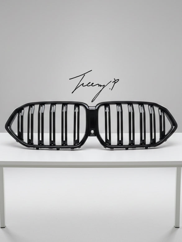 Gloss Black Double Slat Front Kidney Grille For BMW X6 G06 2019-2023 OEM Fit