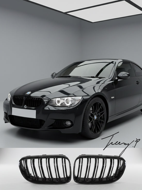 BMW 3 Series E92/E93 Facelift 2010–2013 double slat front grille gloss black OEM fit
