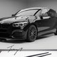 Gloss black side skirt rocker panel extensions installed on a 2015-2020 BMW 1 Series LCI F20 / F21