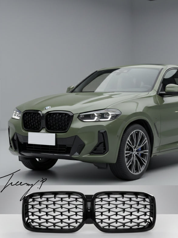 BMW X3 G01 / X4 G02 LCI (2022+) diamond-style front kidney grille gloss black
