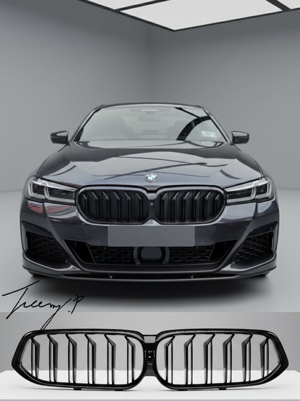 BMW 6 Series G32 GT LCI (2020+) double slat front kidney grilles gloss black OEM fit
