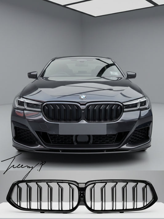 BMW 6 Series G32 GT LCI (2020+) double slat front kidney grilles gloss black OEM fit
