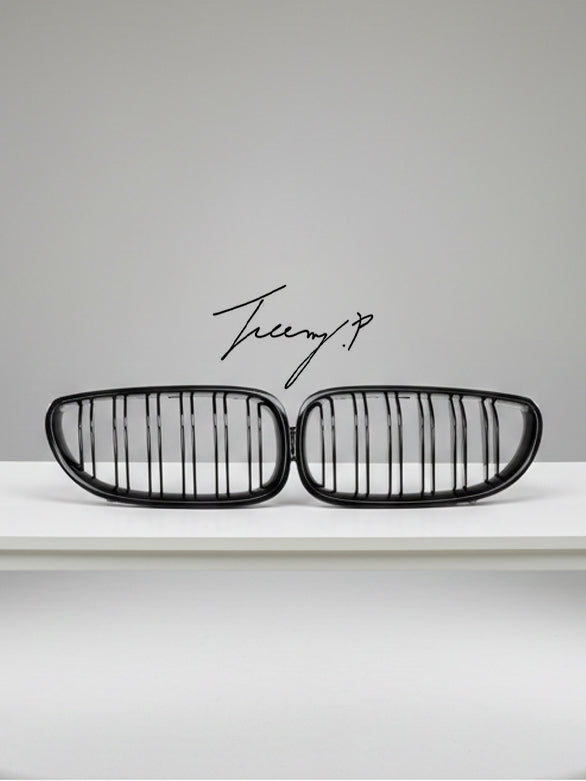 BMW 5 Series E60 (2004–2010) gloss black double slat front kidney grilles

