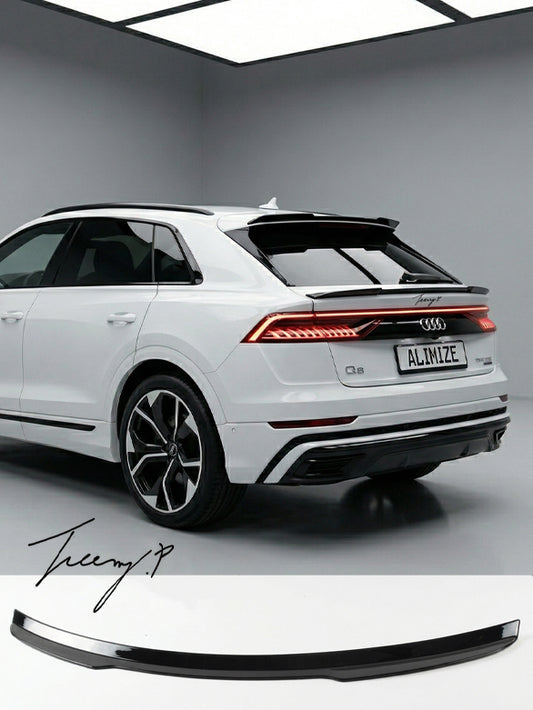 Gloss black rear mid boot spoiler extension wing for Audi RSQ8 4M S Line 2018 to 2023