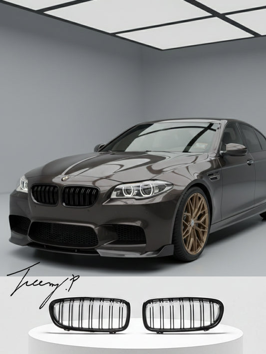 BMW 5 Series F10 F11 gloss black front kidney grille replacement
