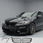 Gloss black front kidney grille and matching front splitter lip installed on a 2014-2021 BMW 2 Series F22 / F23