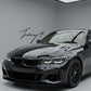 Gloss black full diamond-style front kidney grille installed on a 2019-2022 BMW 3 Series G20 / G21