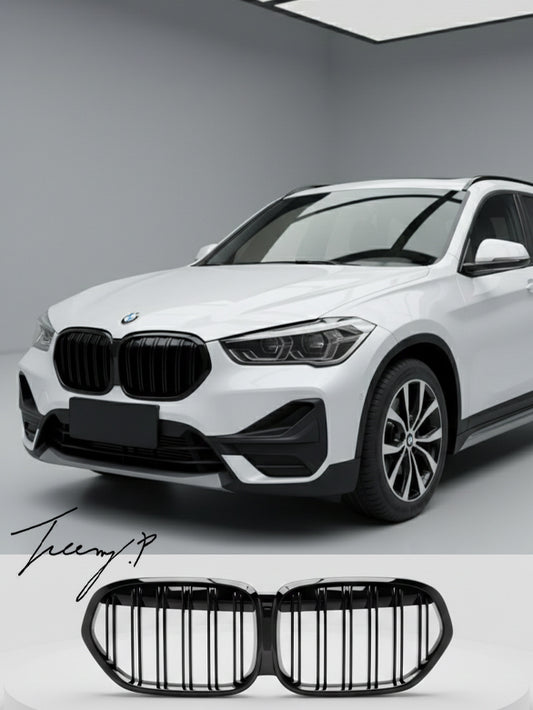 BMW X1 F48 LCI gloss black double slat front kidney grille
