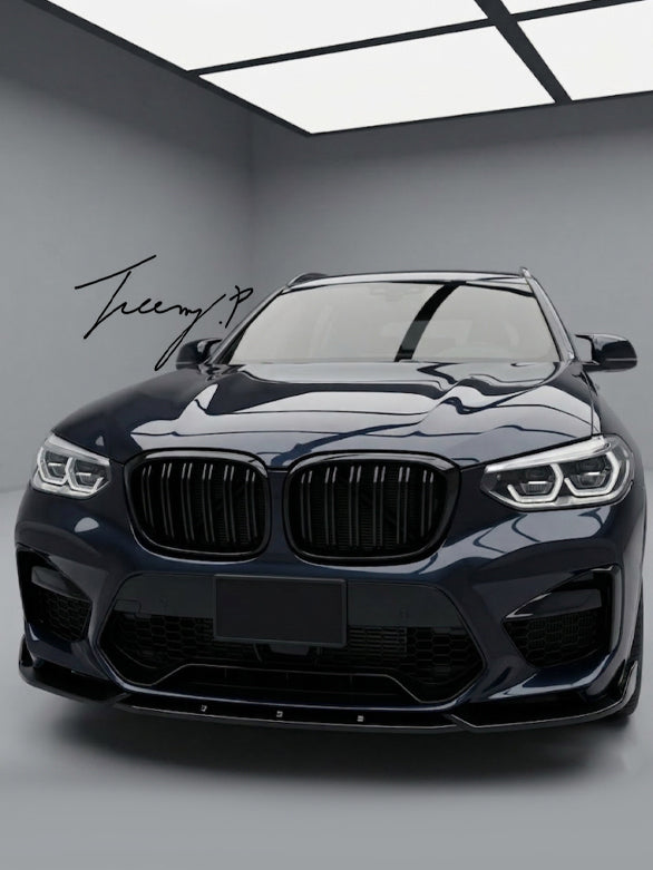Gloss black dual twin slat front kidney grille for BMW X3 G01 and X4 G02 2023 onwards

