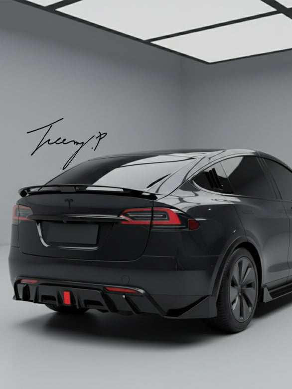 Gloss black body kit with front lip splitter spoiler and skirts for Tesla Model 3 2023 plus
