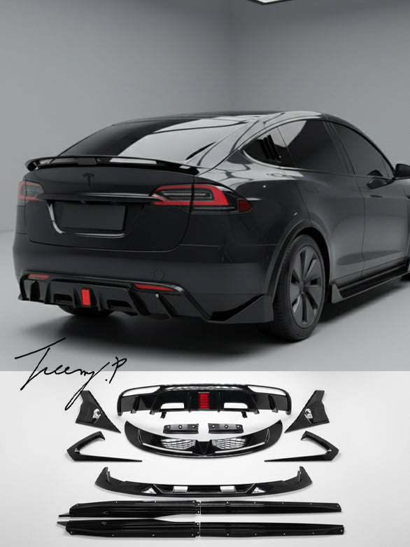 Gloss black body kit with front lip splitter spoiler and skirts for Tesla Model 3 2023 plus
