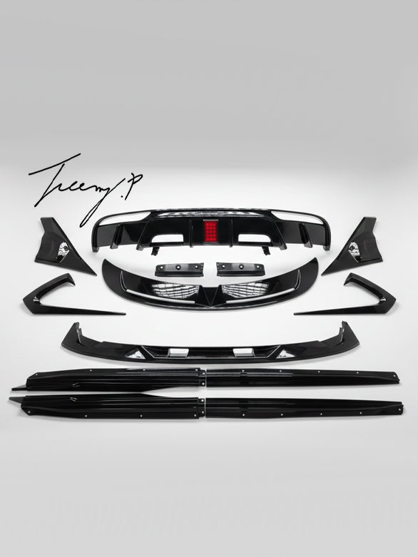 Gloss black body kit with front lip splitter spoiler and skirts for Tesla Model 3 2023 plus
