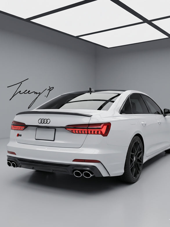 Audi A6 C8 carbon fibre effect S6 style rear boot lip spoiler OEM fit
