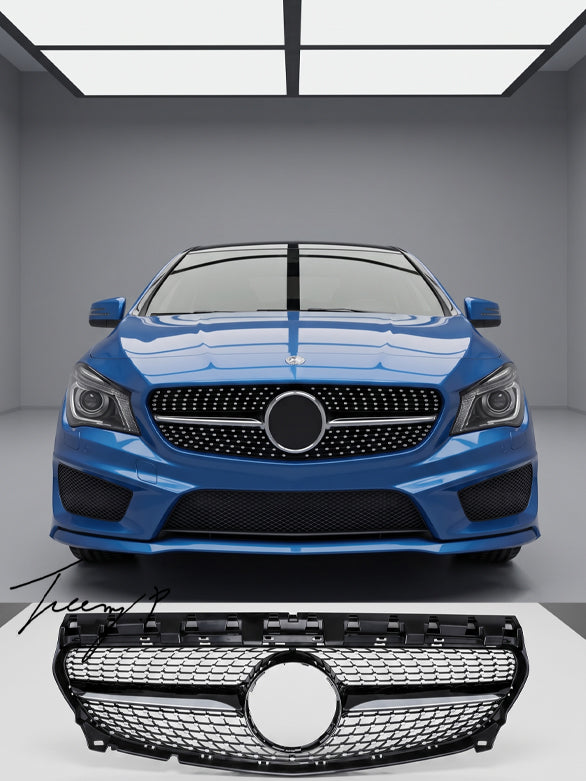 MERCEDES CLA C117 2013 - 2019 GLOSS BLACK DIAMOND STYLE FRONT GRILL GRILLE