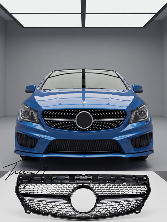 MERCEDES CLA C117 2013 - 2019 gloss black diamond style front grill grille
