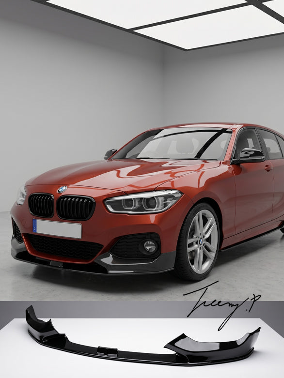 Front lip splitter spoiler body kit installed on a 2015-2018 BMW 1 Series M Sport LCI F20 / F21