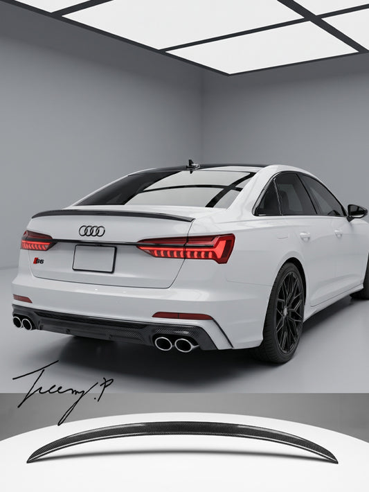 Audi A6 C8 carbon fibre effect S6 style rear boot lip spoiler OEM fit