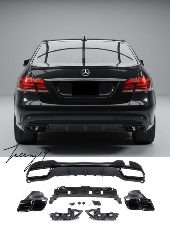 E63 look rear bumper diffuser for Mercedes E Class W212 saloon 2013 to 2016
