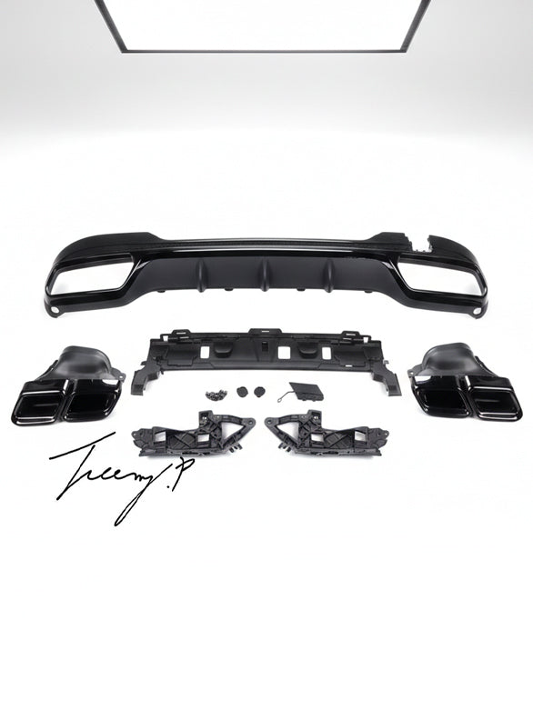 E63 look rear bumper diffuser for Mercedes E Class W212 saloon 2013 to 2016
