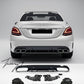 Gloss black rear diffuser with AMG tailpipes installed on a 2015-2020 Mercedes C-Class AMG / C63 W205 Sedan