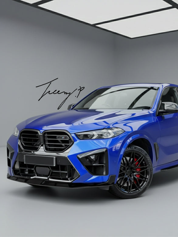 BMW X5M F95 and X6M F96 carbon look front bumper splitter for 2023 and newer models
