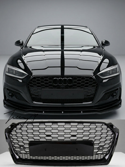 Audi A5 F5 RS style honeycomb radiator grille gloss black 2016 to 2020
