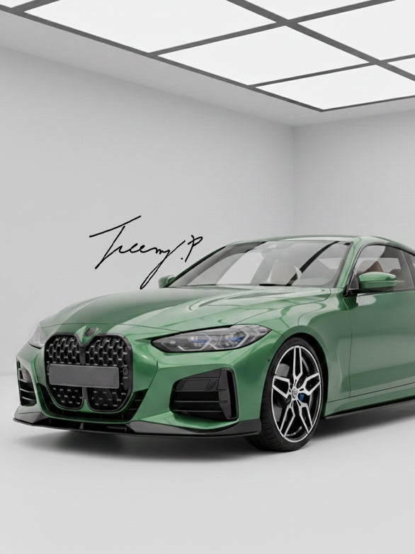 BMW 4 Series G22 G23 M Sport gloss black front lip splitter 2020 to 2023
