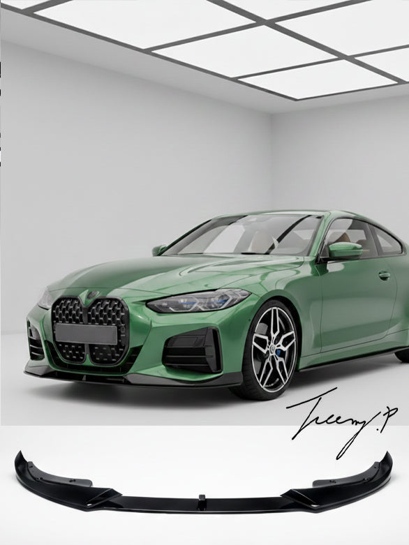 BMW 4 Series G22 G23 M Sport gloss black front lip splitter 2020 to 2023
