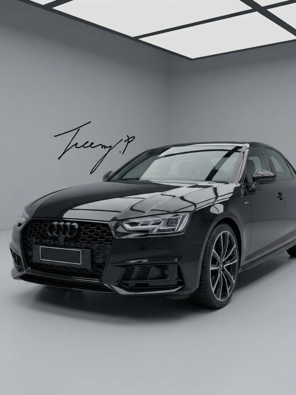 Audi A4 B9 S Line RS style gloss black grille upgrade 2015 to 2019 aggressive honeycomb design
