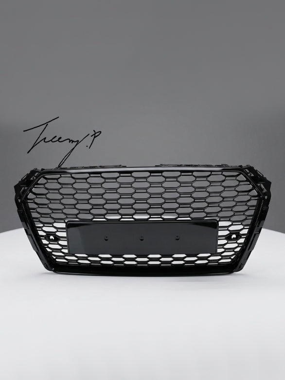 Audi A4 B9 S Line RS style gloss black grille upgrade 2015 to 2019 aggressive honeycomb design
