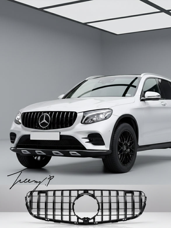 Gloss black Panamericana grille for Mercedes Benz GLC W253 2015–2019
