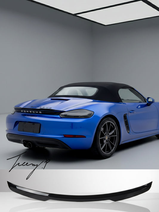 Gloss black rear boot lip spoiler for Porsche Boxster 2016–2024
