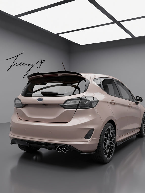 Ford Fiesta MK8 gloss black rear spoiler extension
