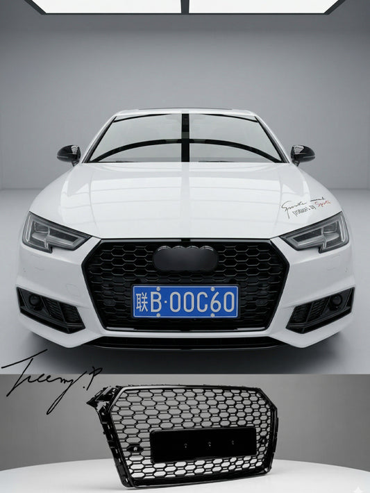 Audi A4 B9 Avant RS4 style front grille honeycomb design gloss black 2015 to 2019
