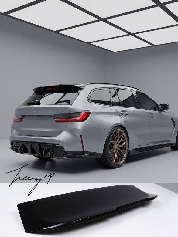 BMW 3 Series G21 Touring 2019-2024 rear gloss black roof spoiler extension