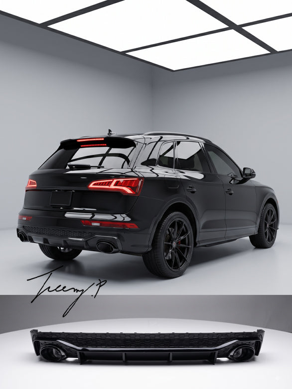 Audi Q5 S Line FY gloss black SQ5 style rear quad exit diffuser
