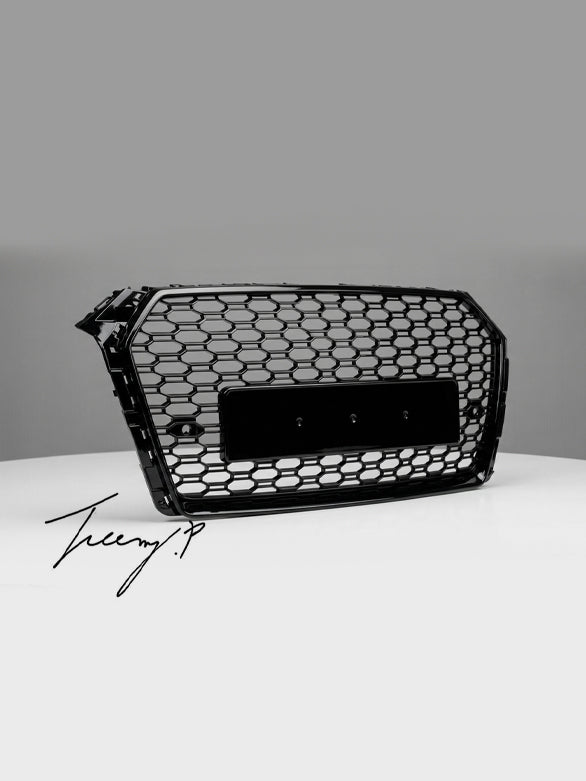 Audi A4 B9 Avant RS4 style front grille honeycomb design gloss black 2015 to 2019
