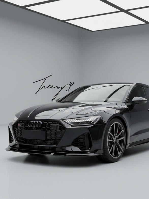 Gloss black front splitter spoiler lip for Audi A7 S7 C8 2017+
