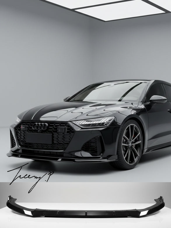Gloss black front splitter spoiler lip for Audi A7 S7 C8 2017+
