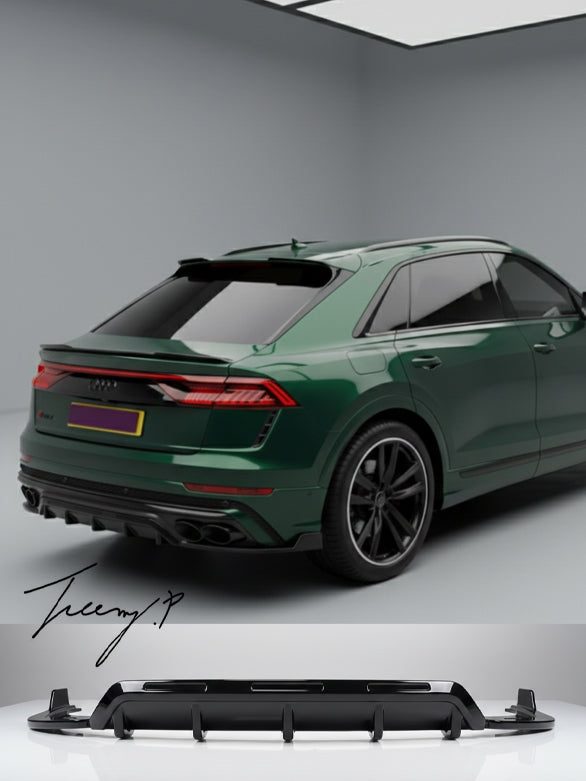 Gloss black rear diffuser lip for Audi Q8 S Line 2018+
